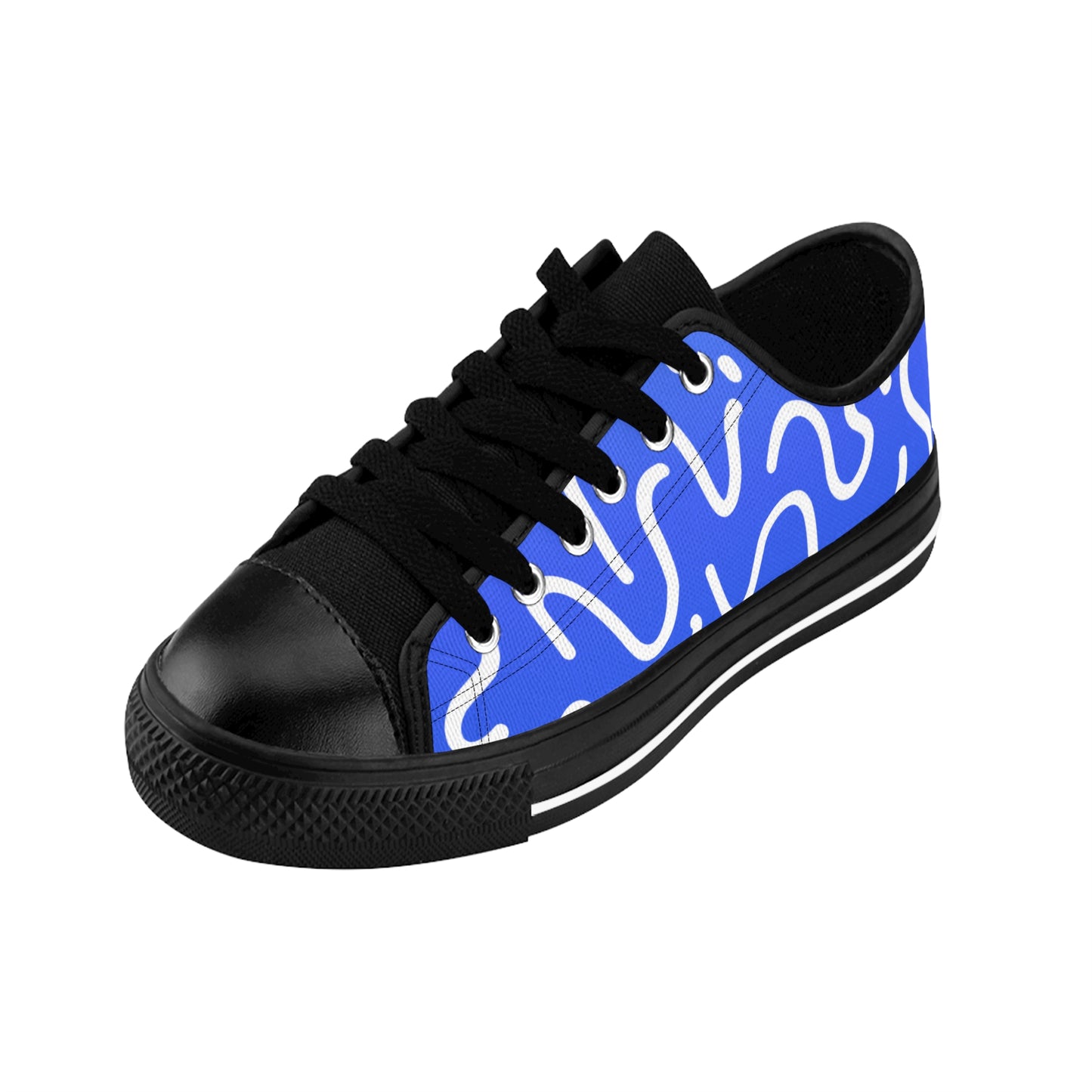 Blue Canvas Sneakers Women Casual Low Top Pattern Shoes