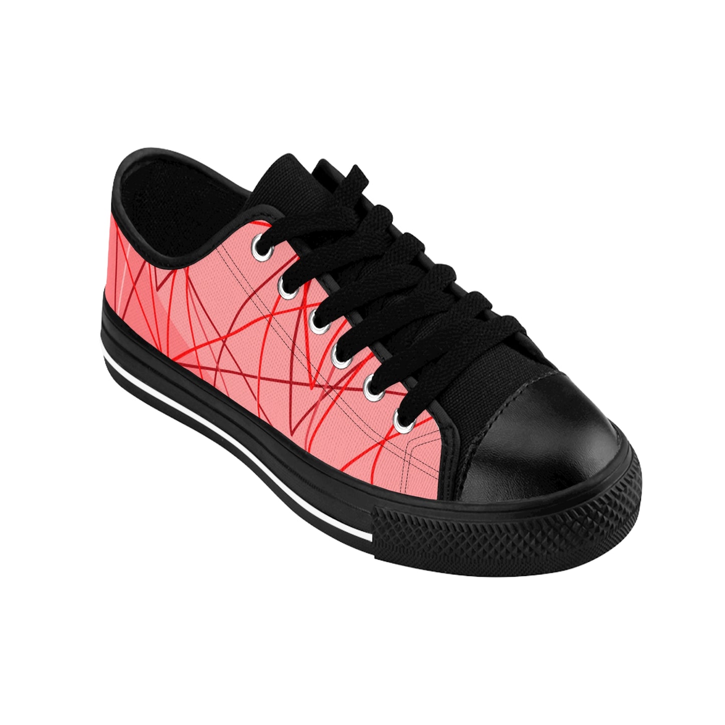 Damen Canvas Sneaker Rosa Linien Muster Streetwear Freizeit Schuhe