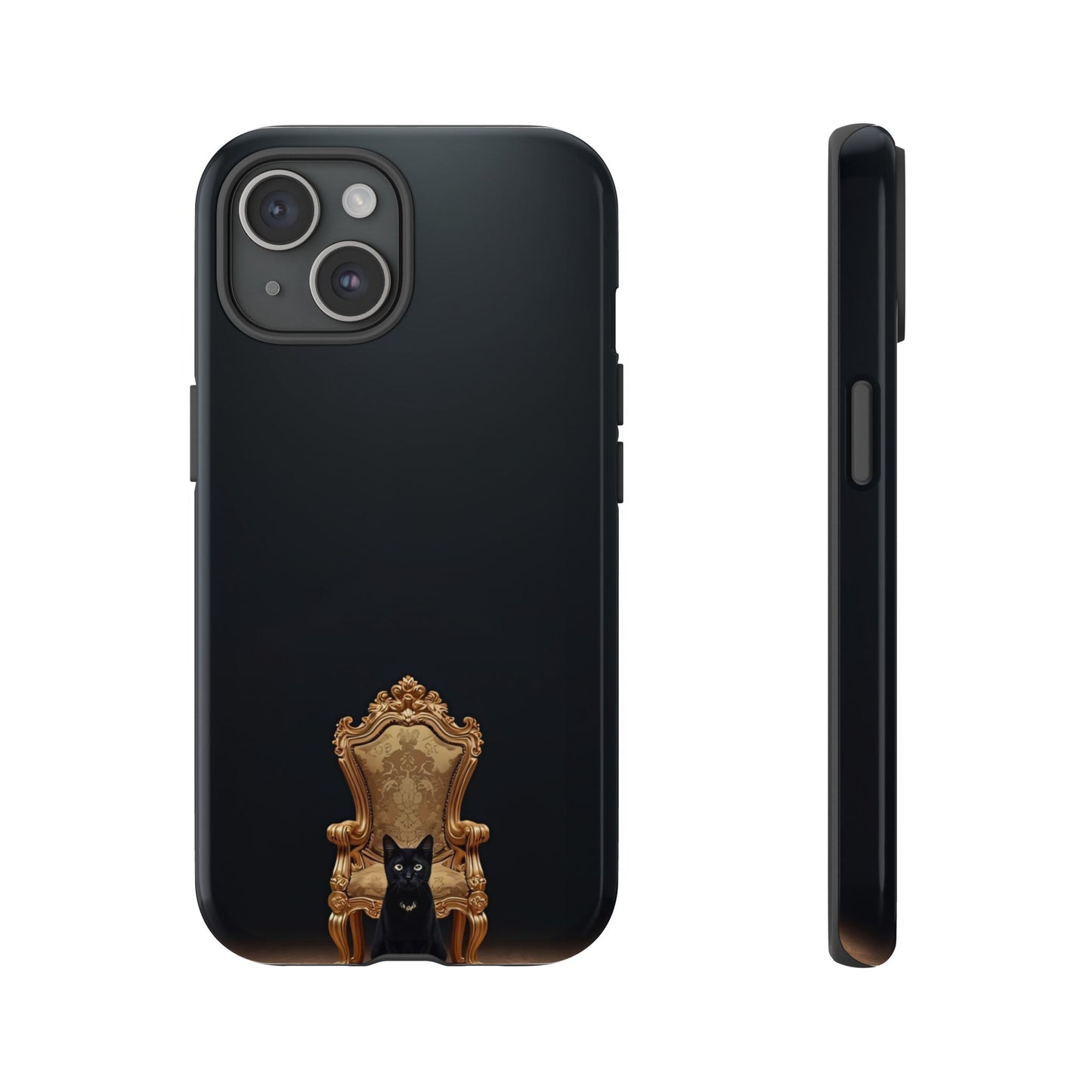 Black Cat on Golden Throne – Premium Phone Case Protective Slim