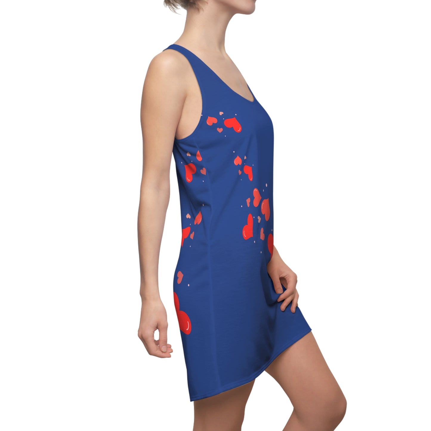 Blau Herz Racerback Kleid – Elegantes Valentinstag Outfit