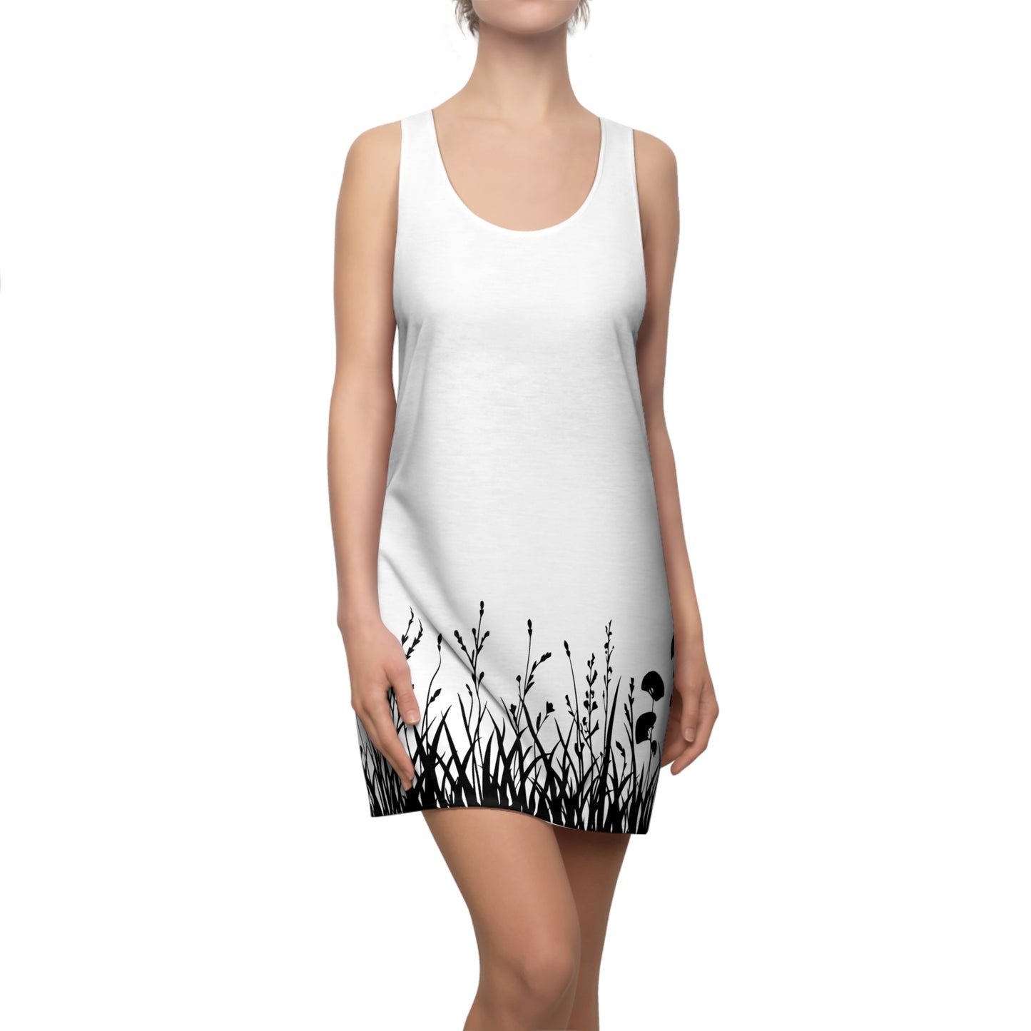 Floral Silhouette Racerback Kleid – Elegantes Sommerkleid