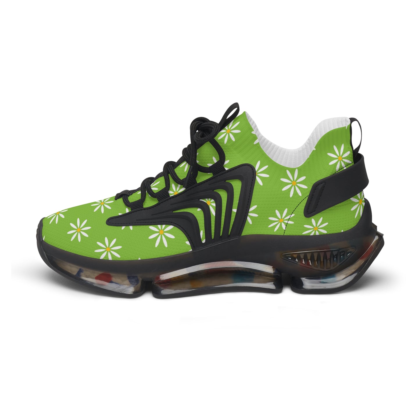Grüne Damen Sneaker mit Blumenmuster – Stylische Sportschuhe
