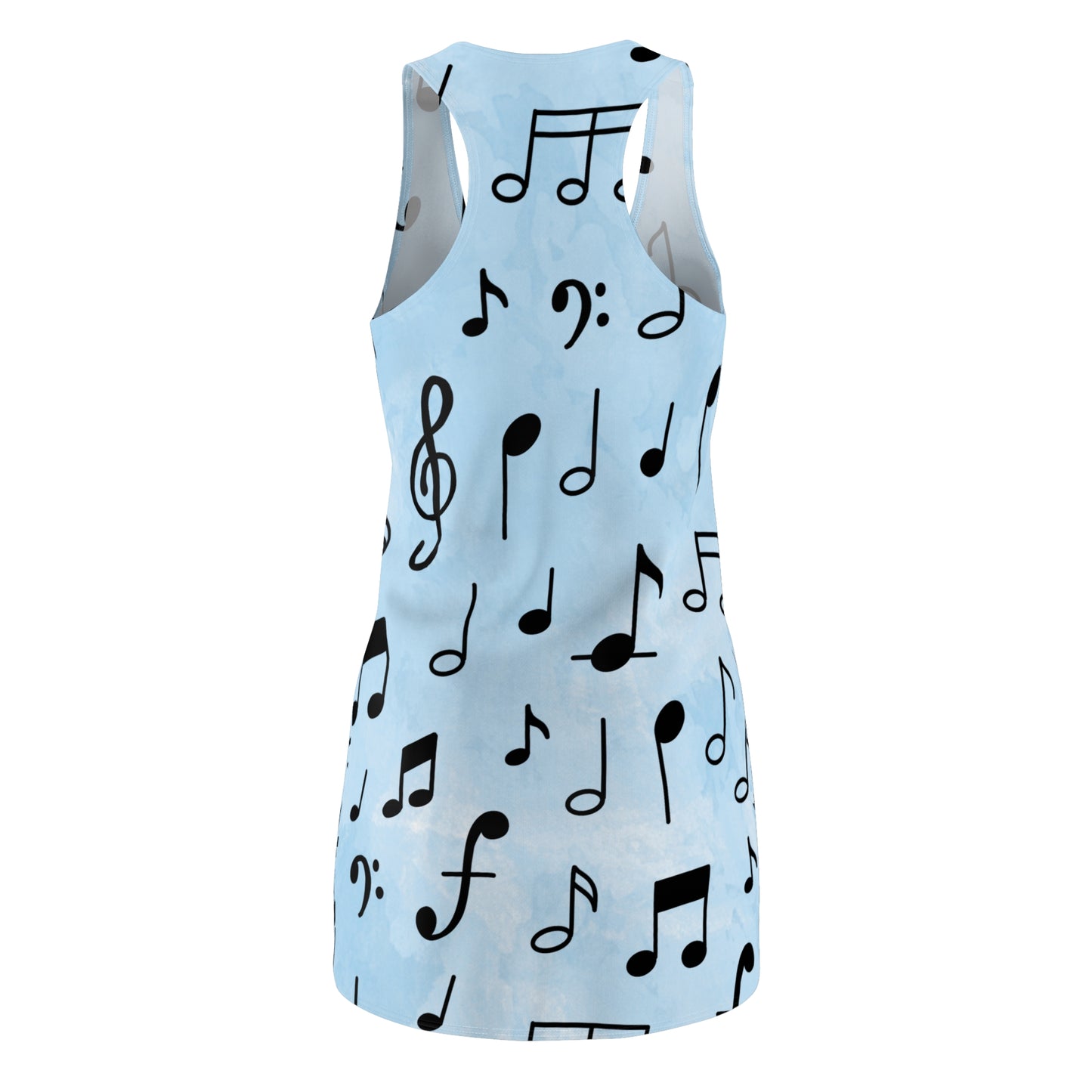 Hellblaues Racerback Kleid – Sommerkleid mit Musiknoten für Damen