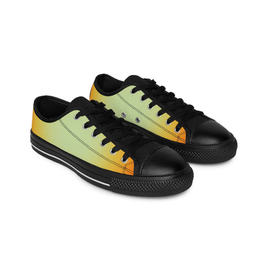 Gradient Yellow Green Canvas Sneakers Women Casual Lace-Up Shoes