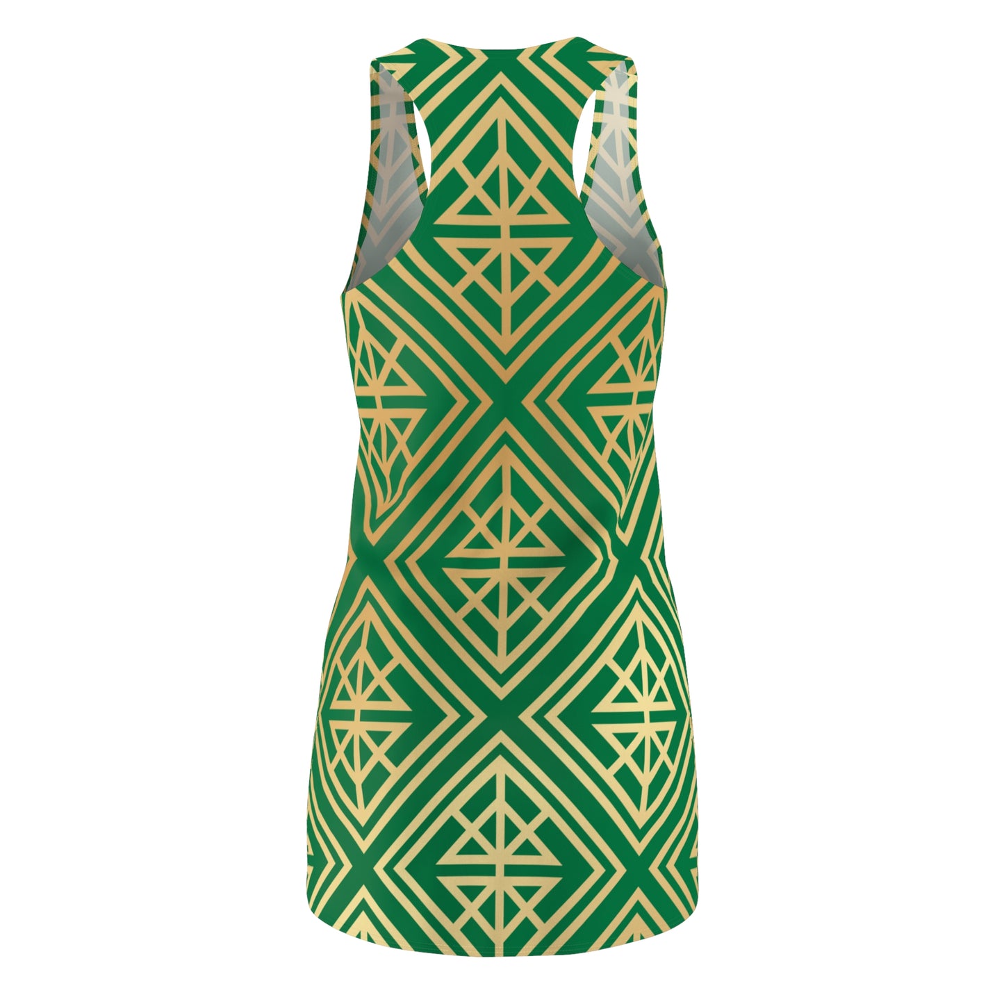 Luxury Racerback Dress mit Geometric Gold Line Muster green