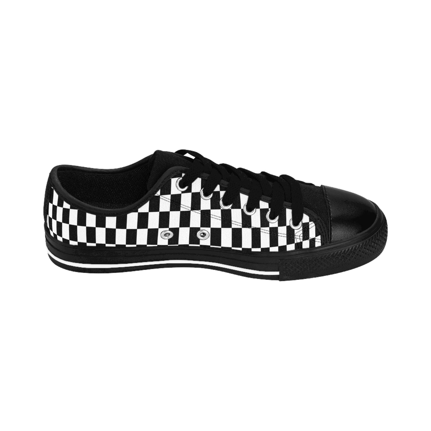 Black White Checkerboard Sneakers – Retro Canvas Low Tops