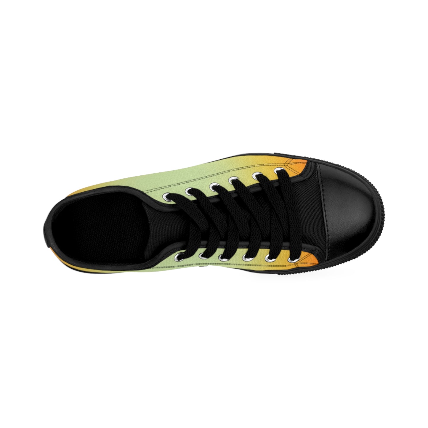 Gradient Yellow Green Canvas Sneakers Women Casual Lace-Up Shoes