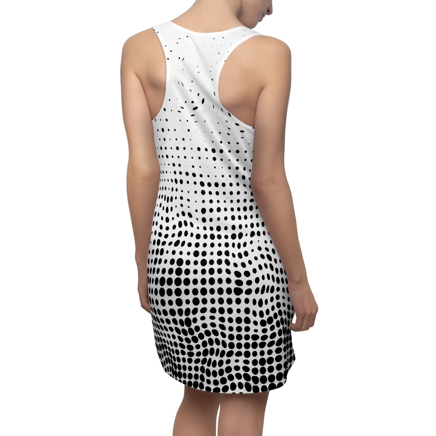 Punkte Gradient Racerback Kleid – Schwarz Weiß Sommerkleid