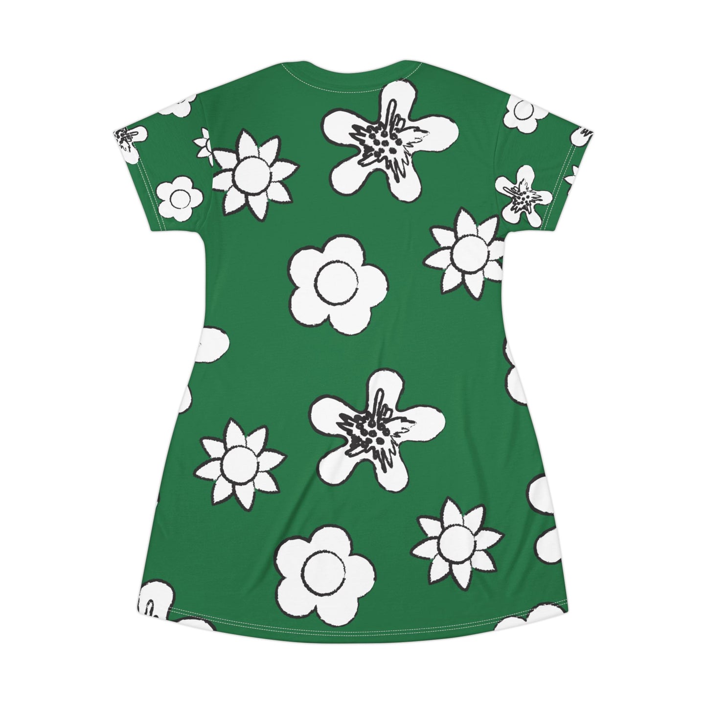 Grünes Damen Kleid Floral T-Shirt Sommer Boho Casual Premium