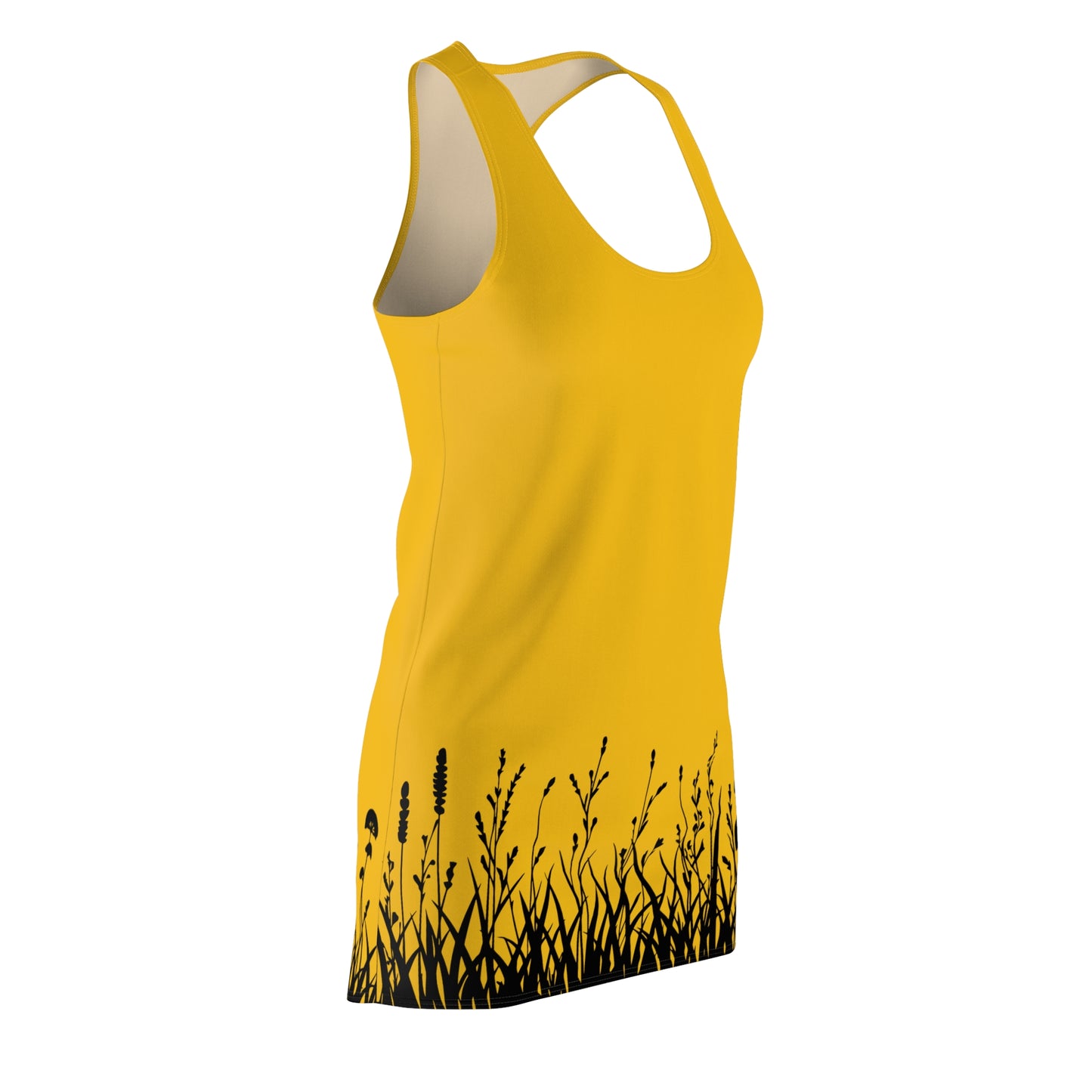 Gelb Floral Silhouette Racerback Kleid – Elegantes Sommerkleid