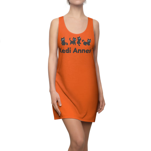 Katzenmama Racerback Kleid – Süßes Katzenmotiv Sommerkleid  Orange