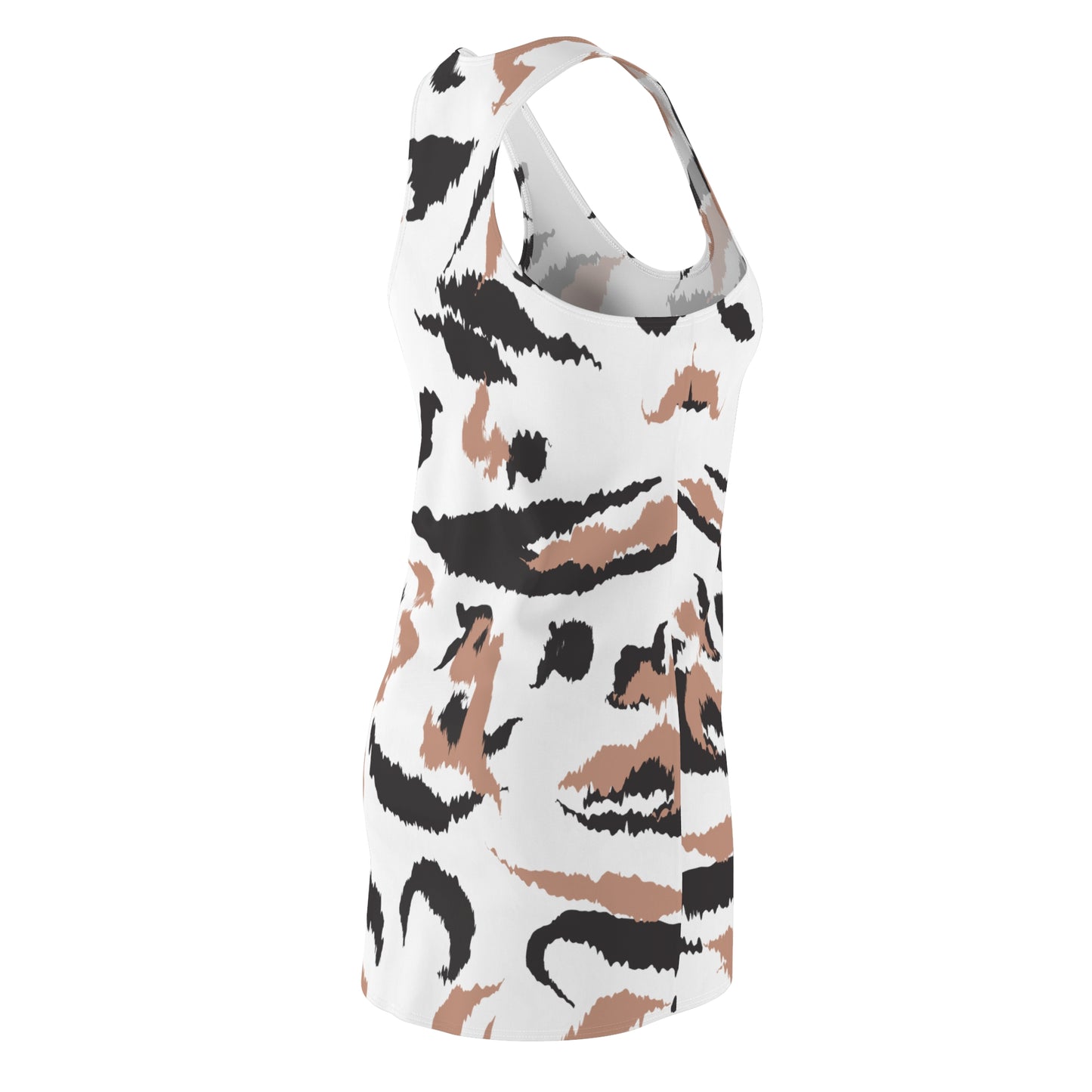 Abstrakt Racerback Kleid – Schwarz Beige Weiss Sommerkleid