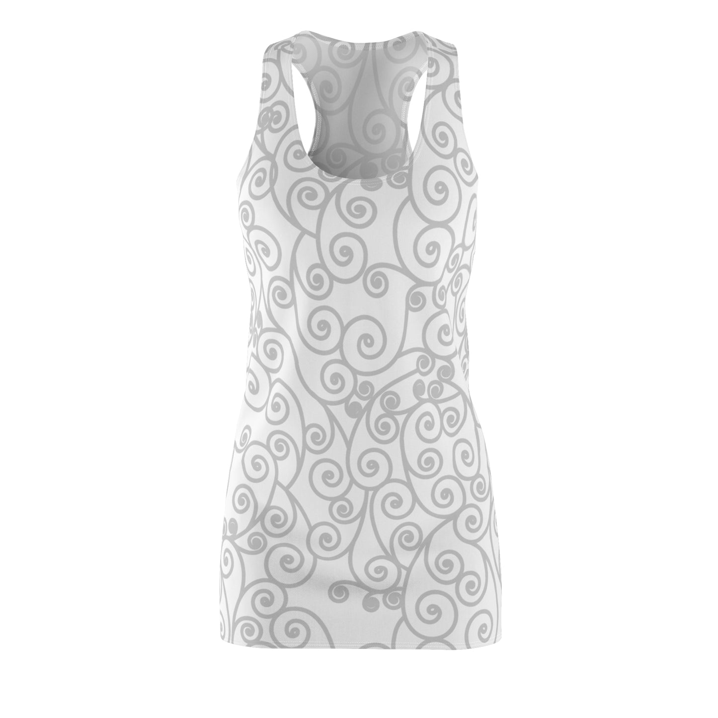 Racerback Damenkleid Sommer – Arabesken Muster, stilvoll & bequem weiss