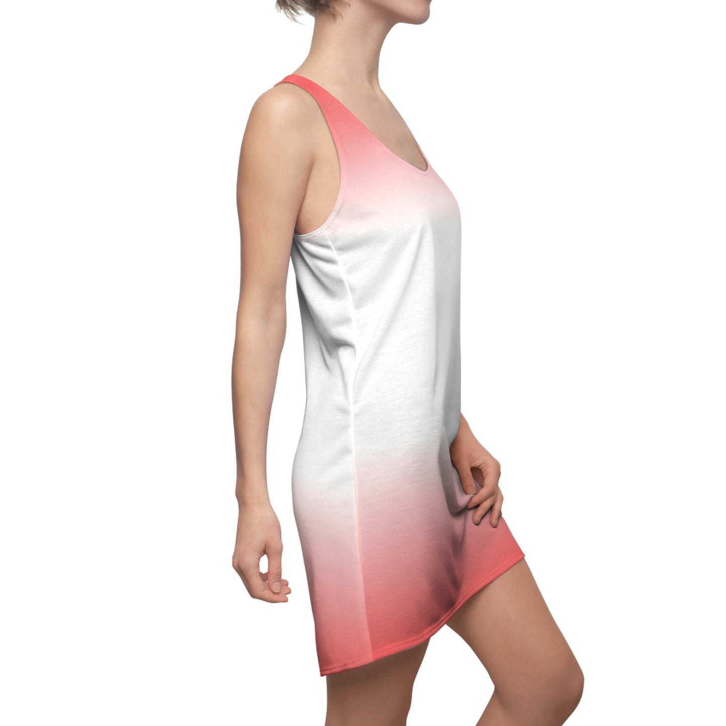 Racerback Kleid Damen Farbverlauf Rosa Weiß Sommer