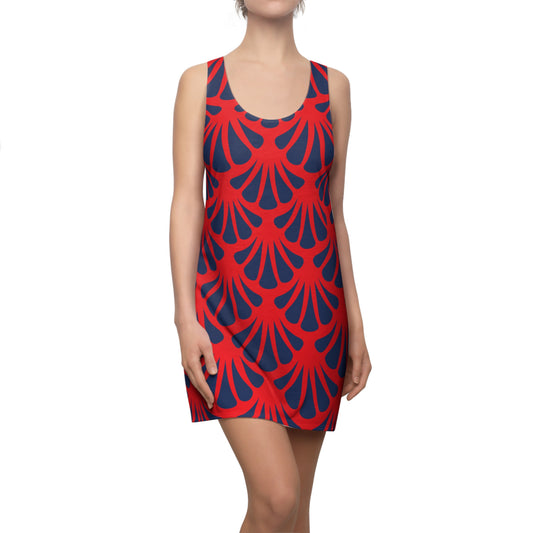 Rot Damen Kleid Nautik Racerback Sommer Strand Casual