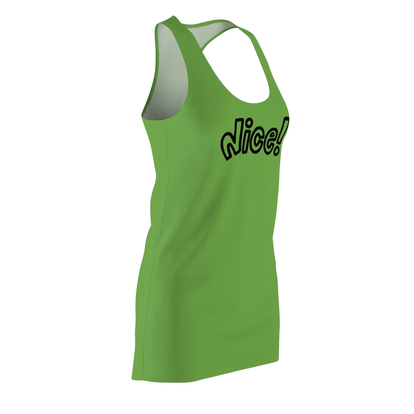 Racerback Damenkleid Sommer – „Nice!“ Statement, modern & lässig grün
