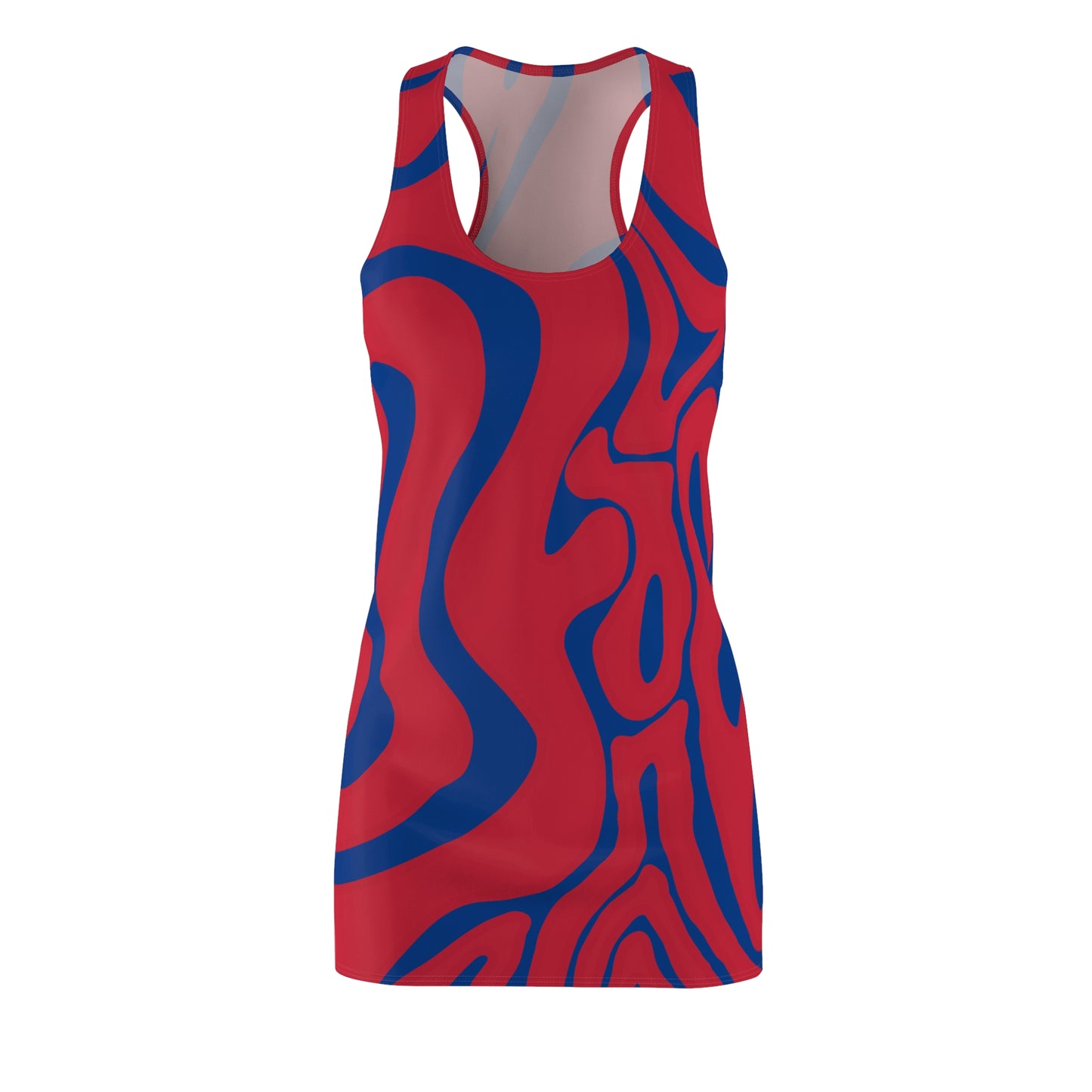 Rot Dunkelblau Swirl Racerback Kleid – Abstraktes Sommerkleid