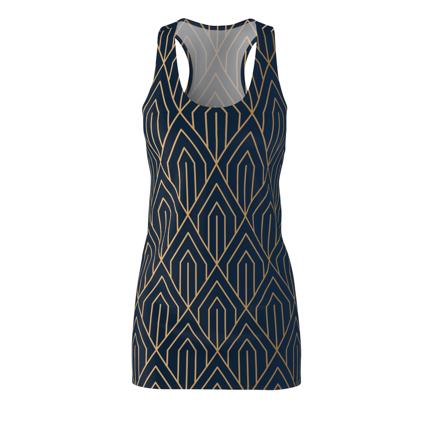 Art Deco Racerback Dress mit Geometrischem Linienmuster
