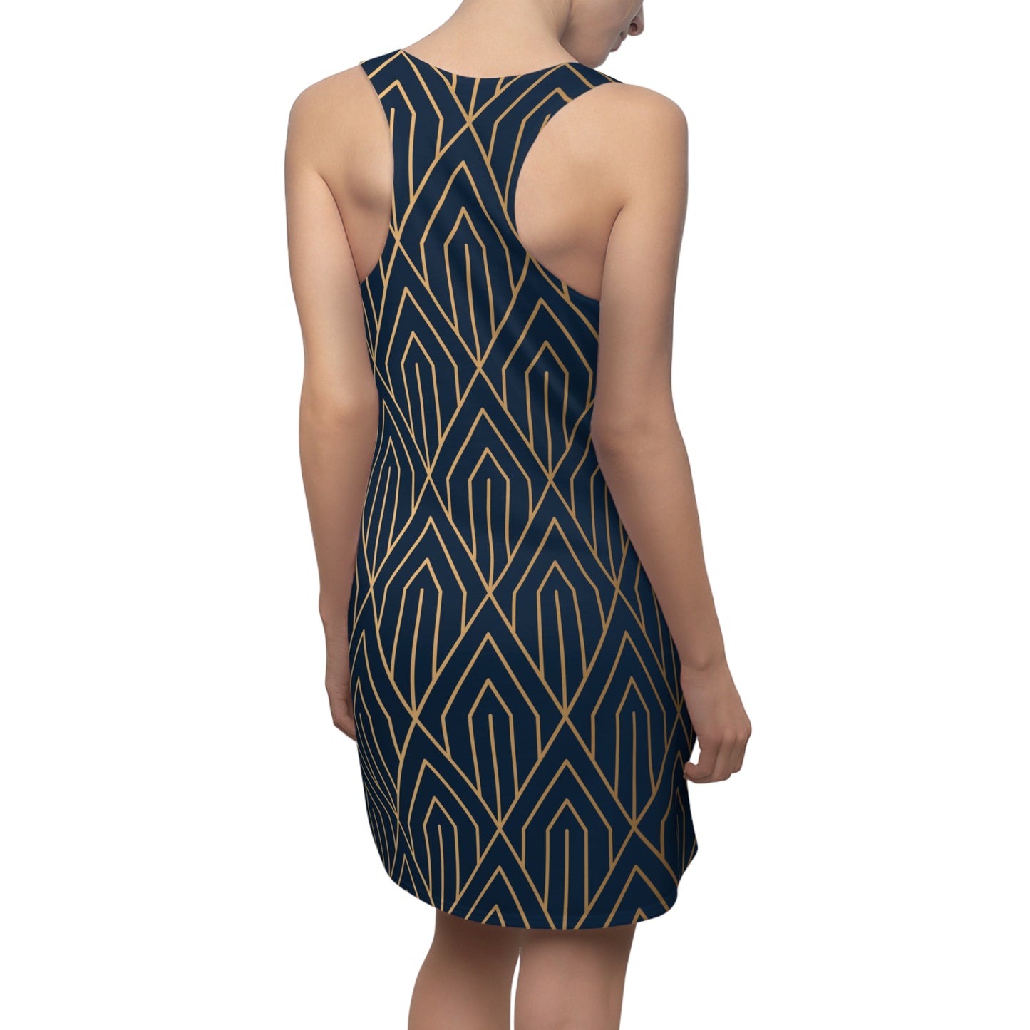 Art Deco Racerback Dress mit Geometrischem Linienmuster