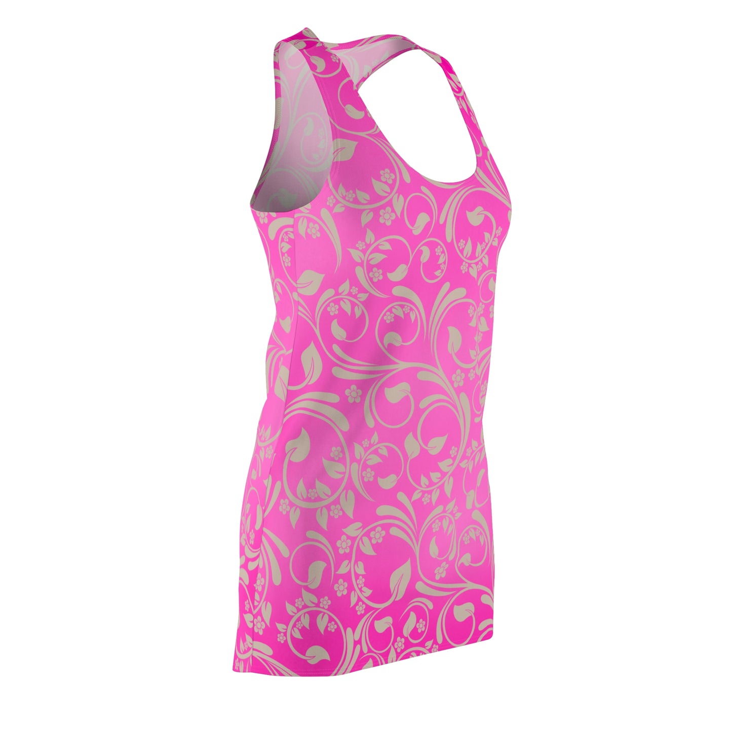 Pinkes Racerback Kleid mit floralem Muster & sanftem Farbverlauf