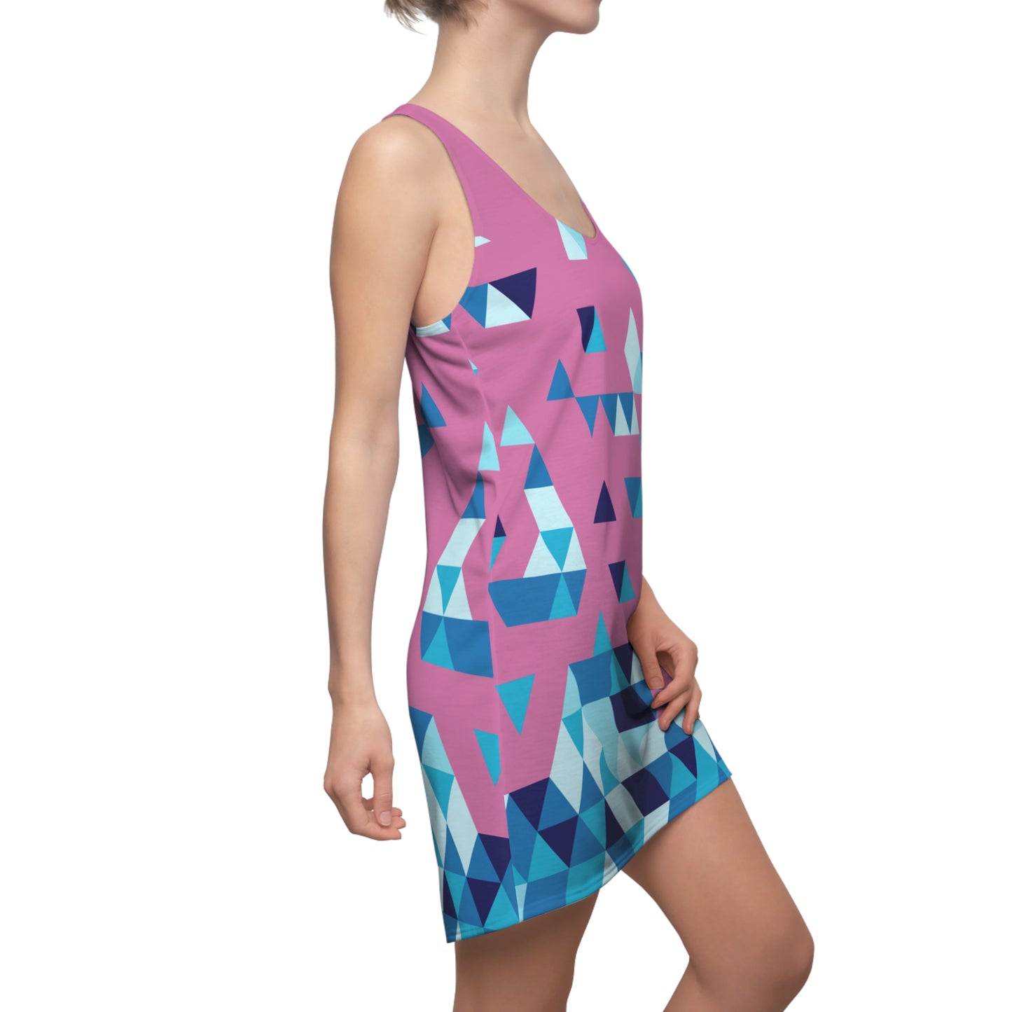 Dreieck Racerback Kleid – Blau Pink Sommerkleid