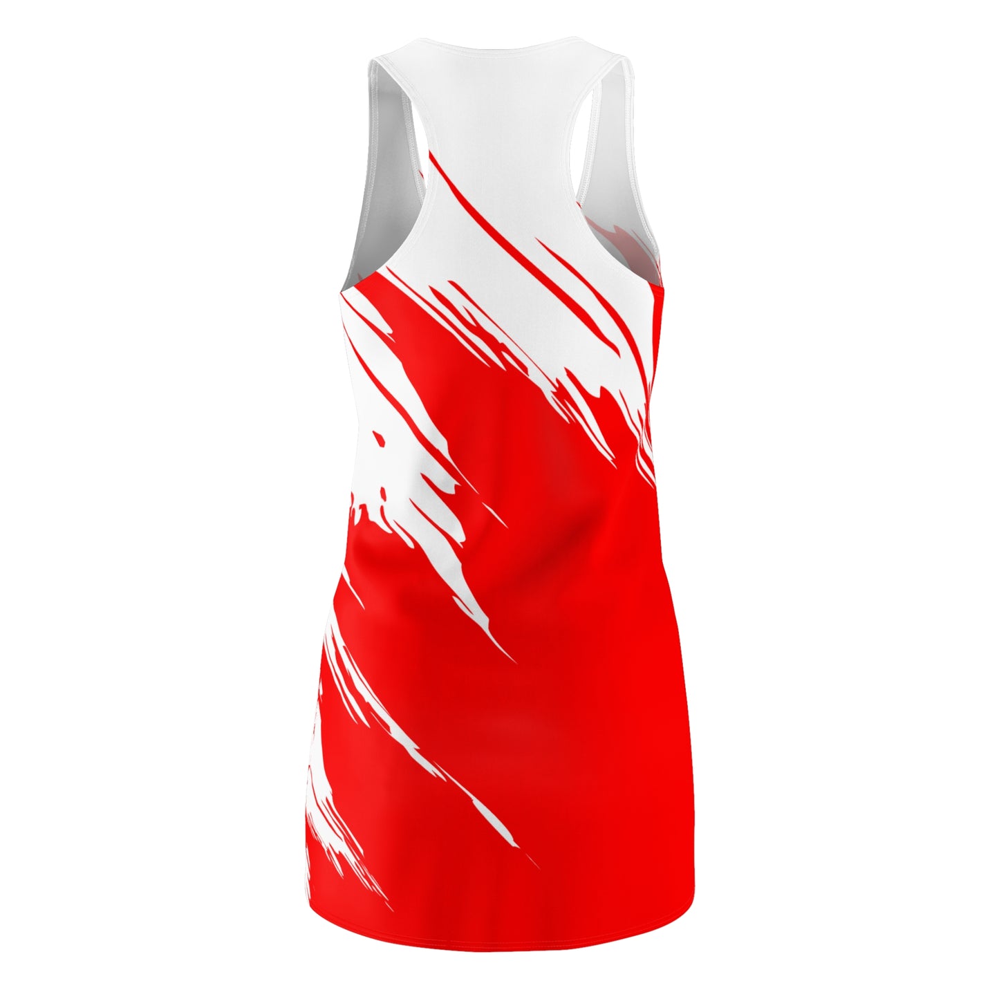 Rotes Racerback Kleid mit weißem Brushstroke Design