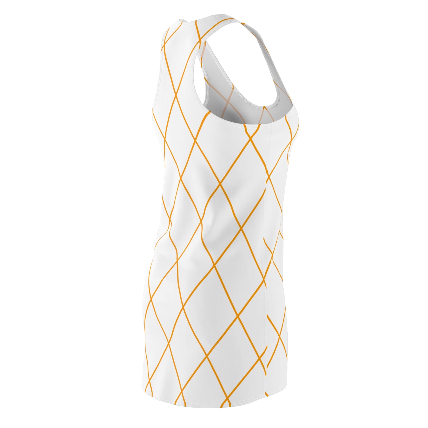 Golden Line Grid Racerback Dress | Minimalist Geometric Pattern