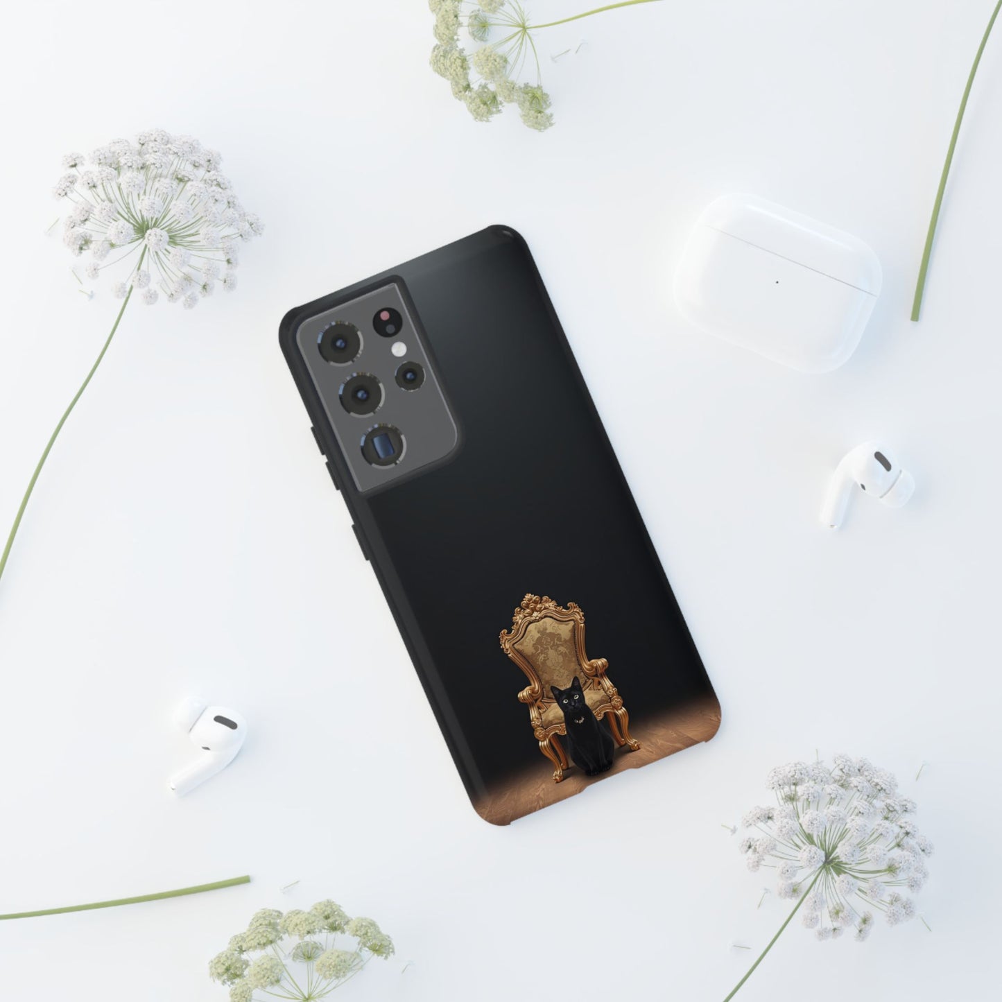 Black Cat on Golden Throne – Premium Phone Case Protective Slim