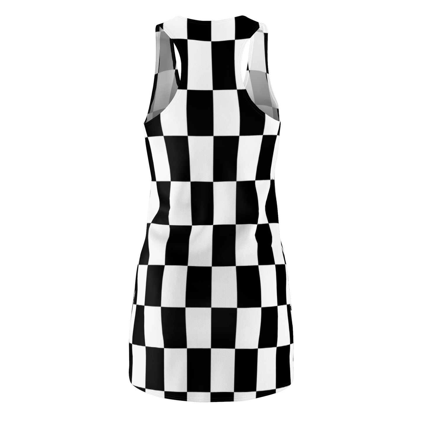 Black White Checkerboard Racerback – Retro Sleeveless Mini Dress