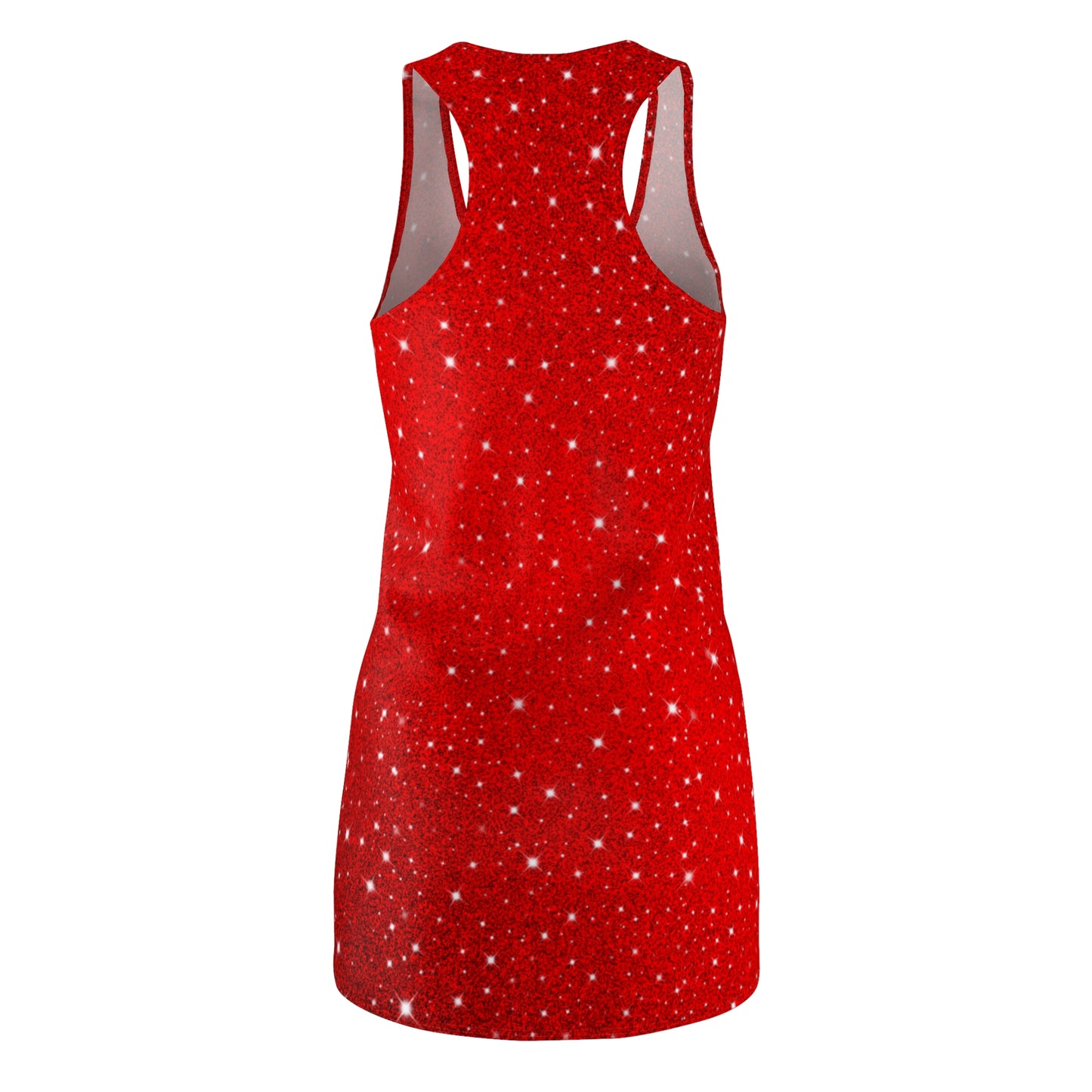 Racerback Kleid Rot mit Glitzer Sterneffekt – Party Look