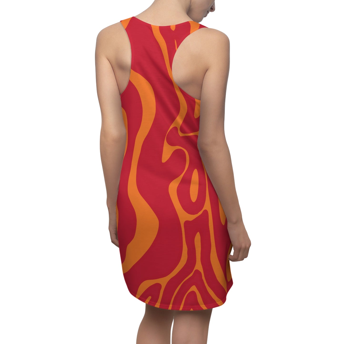 Rot Swirl Racerback Kleid – Abstraktes Sommerkleid
