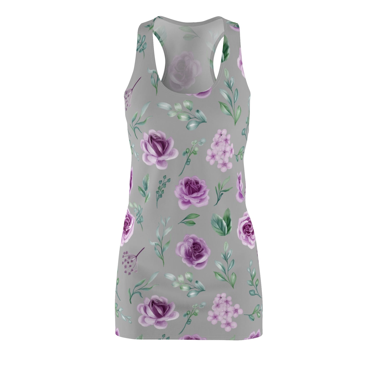 Grau Floral Racerback Kleid – Blumenkleid Sommer Damen
