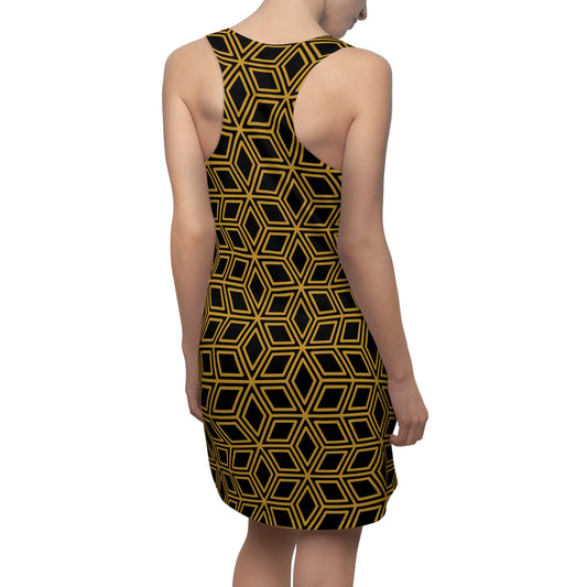 Luxury Racerback Dress mit Geometric Cube Pattern Design