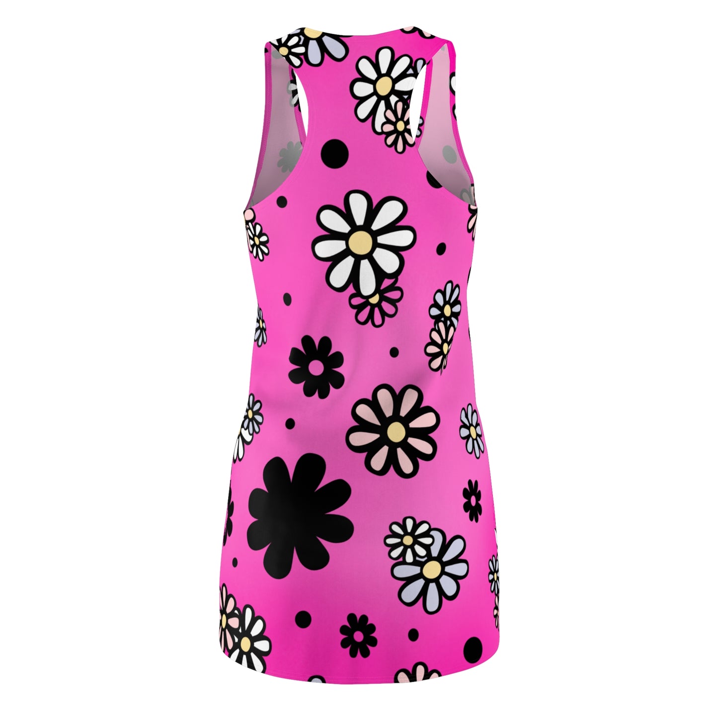 Racerback Damenkleid – Pinker Farbverlauf mit verspieltem Blumenmuster