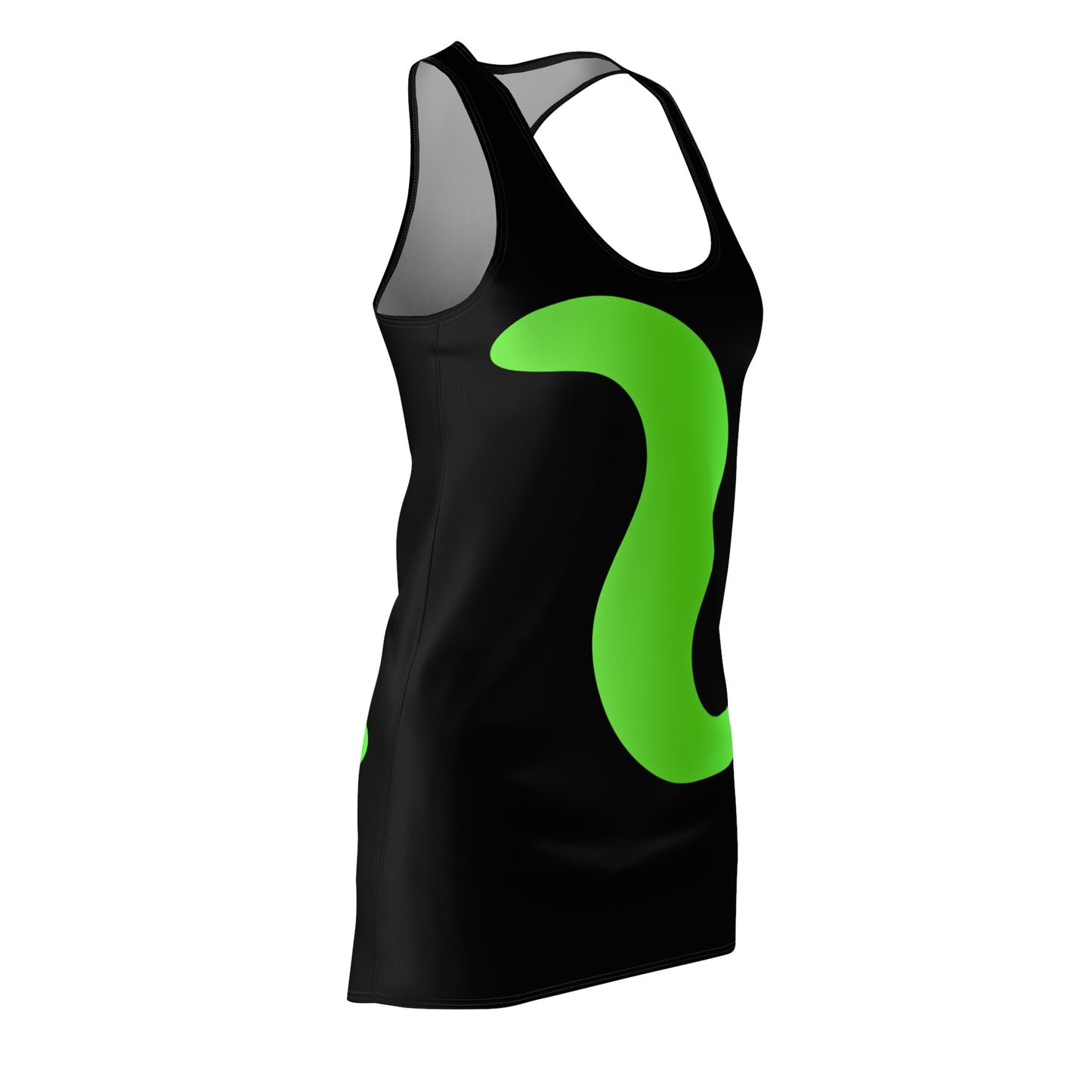 Schwarz Grün Abstrakt Racerback Kleid – Stylishes Sommerkleid