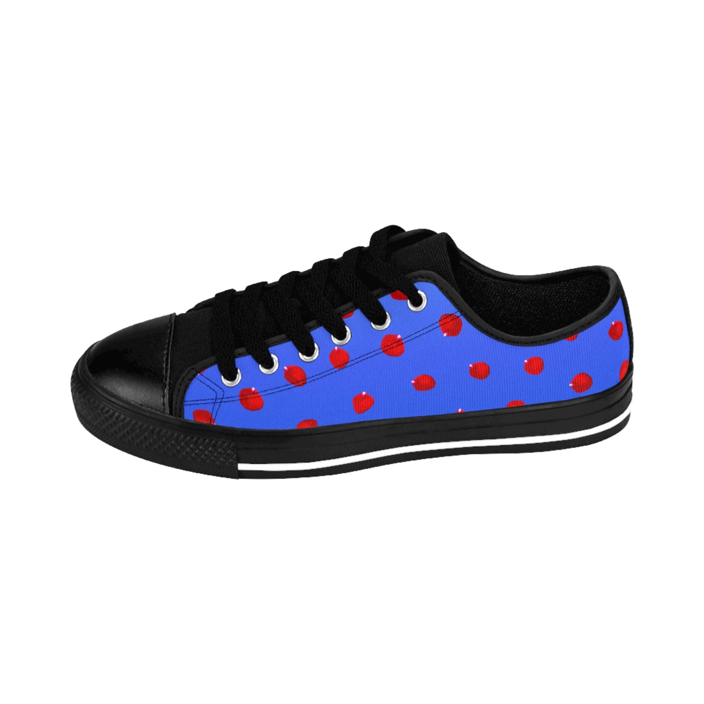 Blue Red Floral Sneakers Women Casual Low Top Canvas Shoes