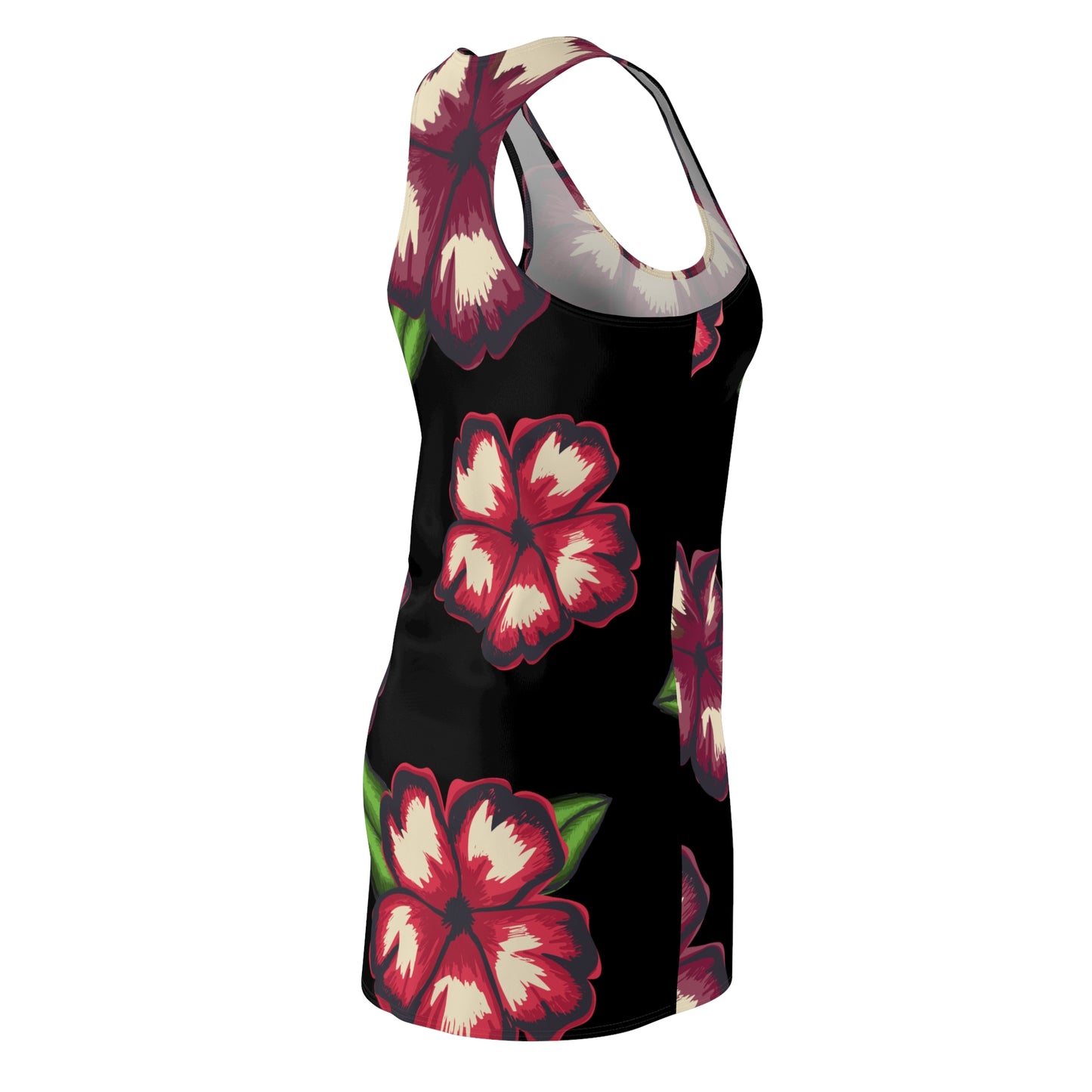 Schwarzes Hibiskus Racerback Kleid – Stylishes Sommerkleid