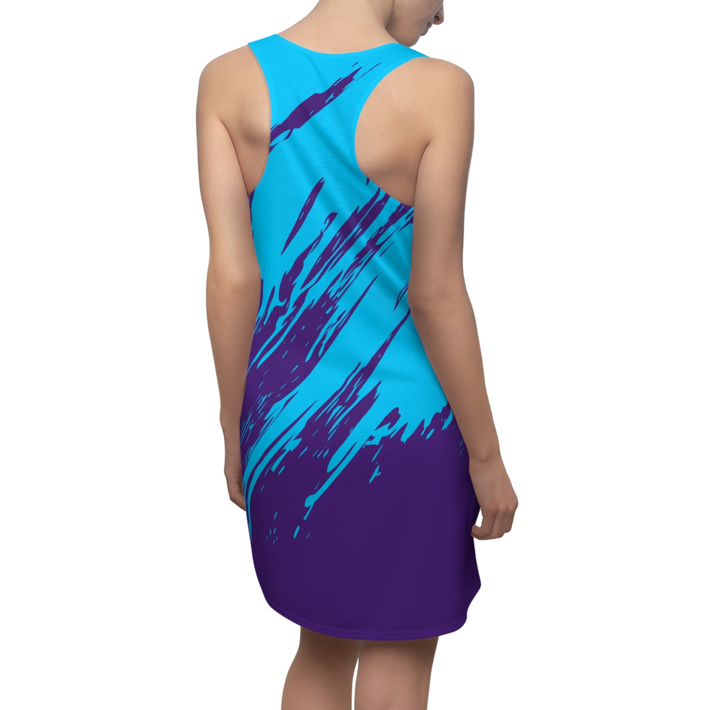 Türkis-Lilanes Racerback Kleid mit abstraktem Pinselprint