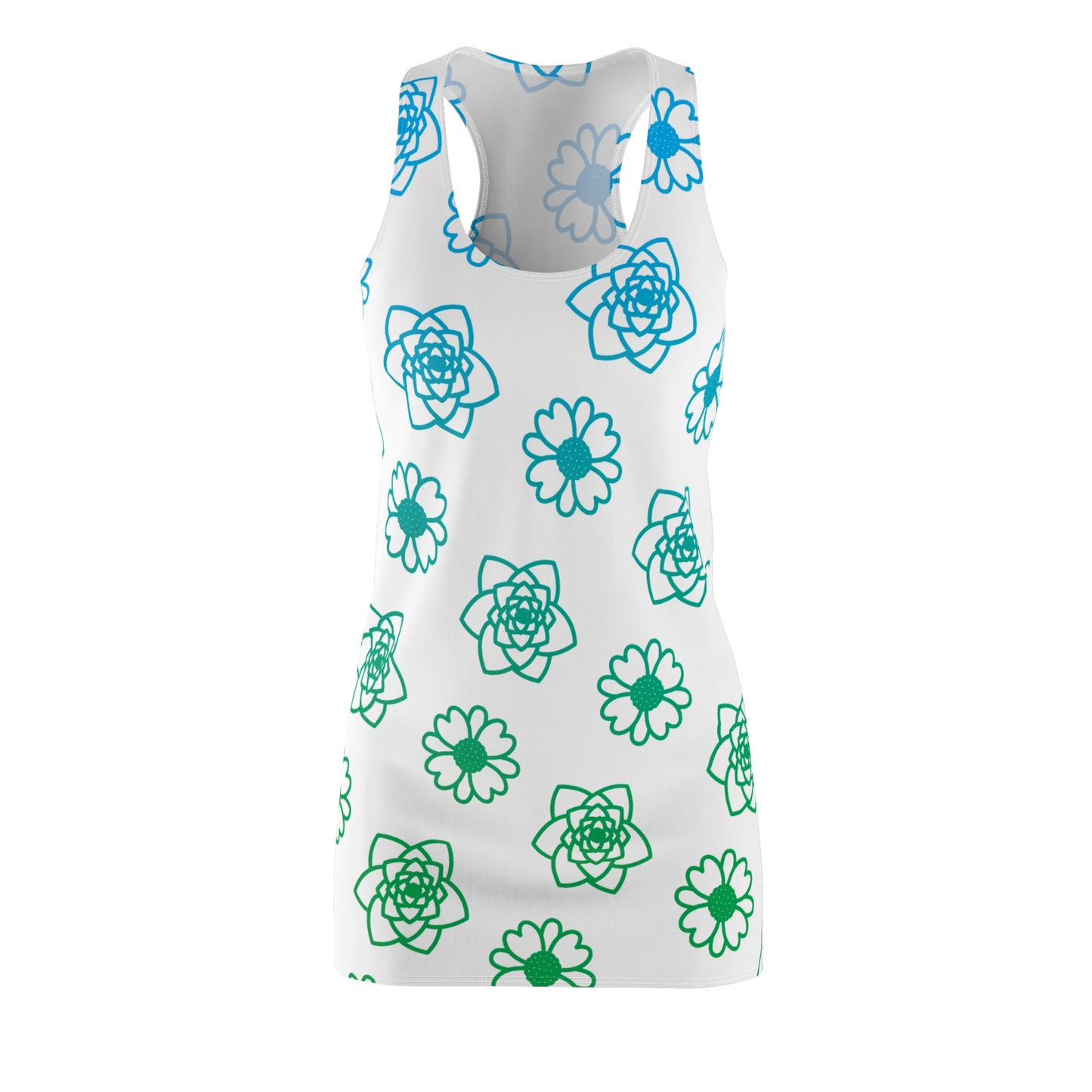 Racerback Kleid Weiß mit grünem Blumenmuster Sommerlook
