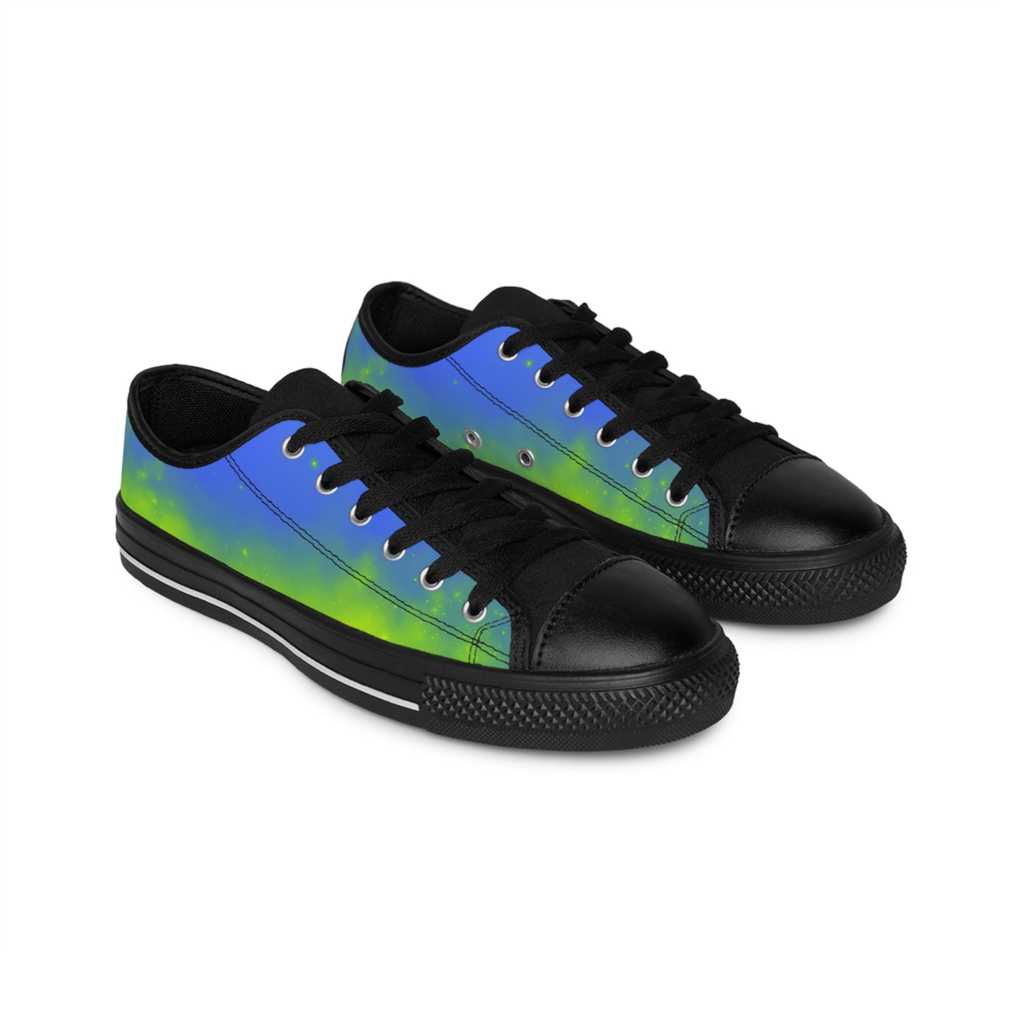 Galaxy Glow Sneakers – Blue Green Cosmic Canvas Shoes