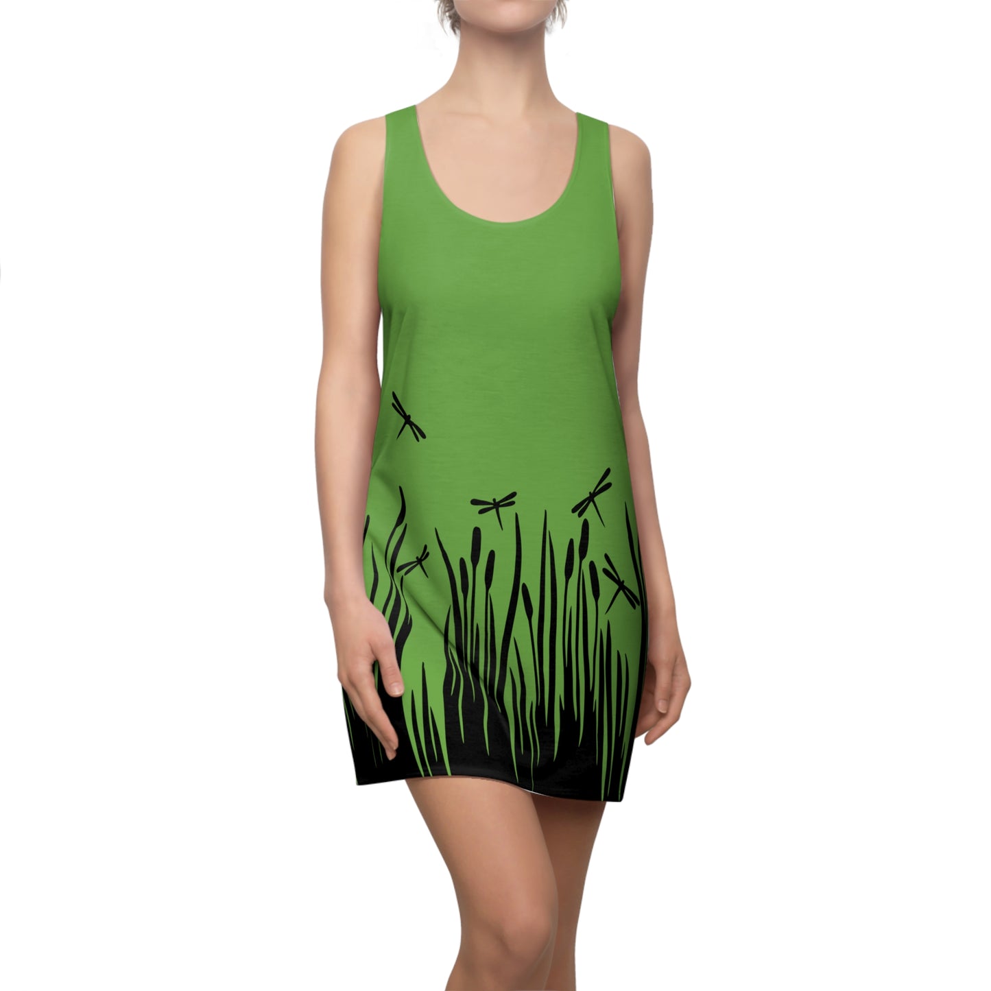 Grünes Damen Kleid Libellen Design Racerback Sommer Freizeit Party