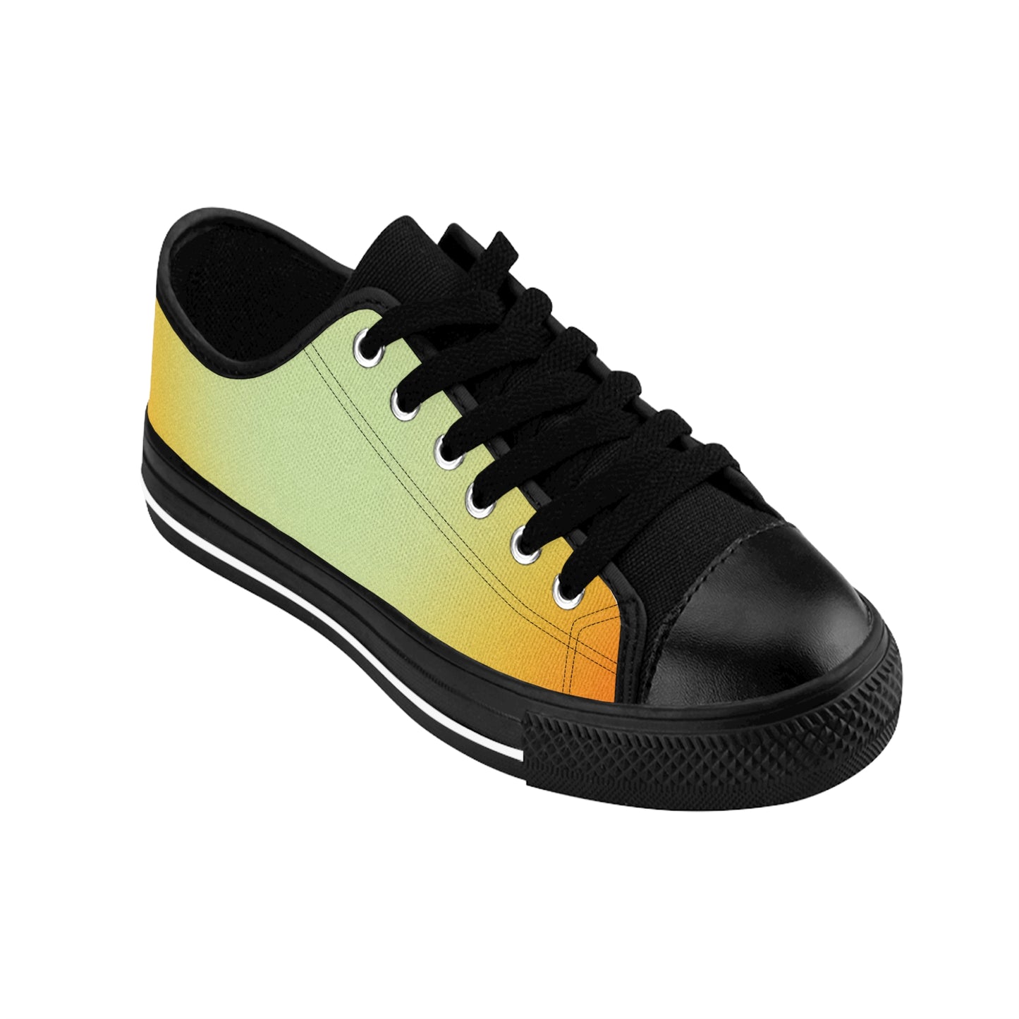 Gradient Yellow Green Canvas Sneakers Women Casual Lace-Up Shoes
