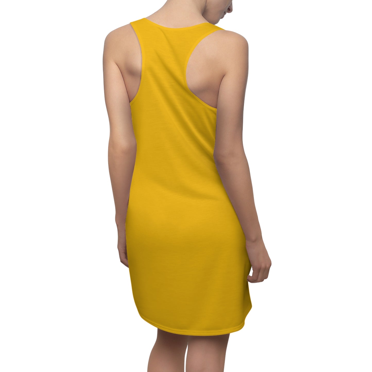 Racerback Damenkleid Sommer – „Nice!“ Statement, modern & lässig gelb