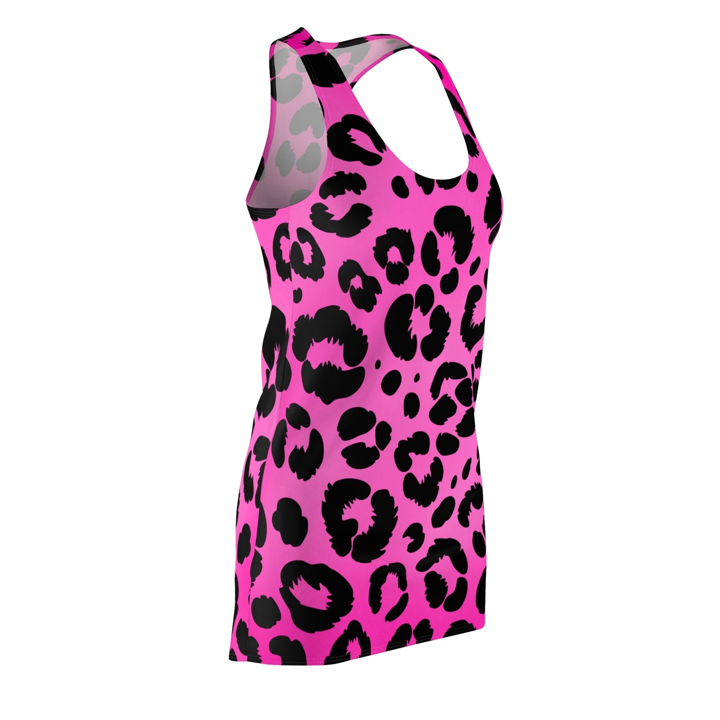 Racerback Damenkleid Sommer – Pinker Farbverlauf im Leo-Look