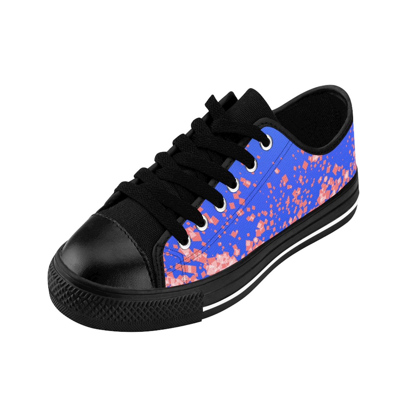 Blue Pink Confetti Sneakers – Casual Low Top Canvas Shoes