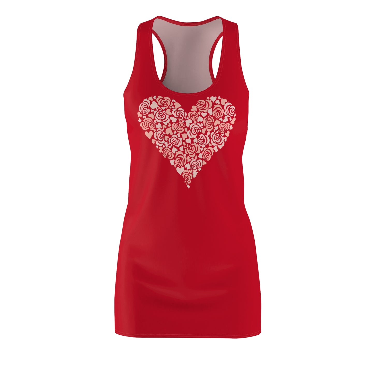 Dunkelrot Floral Heart Kleid Racerback Romantisches Sommerkleid