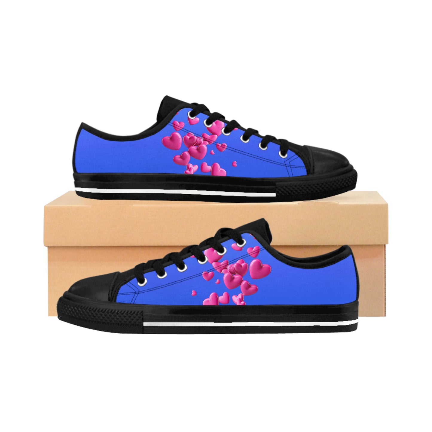Blue Heart Canvas Sneakers Women Casual Lace-Up Shoes