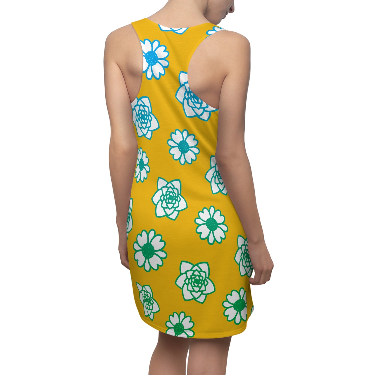 Racerback Kleid Orange mit grünem Blumenmuster Sommerlook