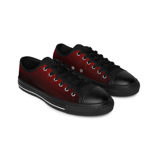 Red Dot Pattern Canvas Sneakers Women Casual Lace-Up Shoes