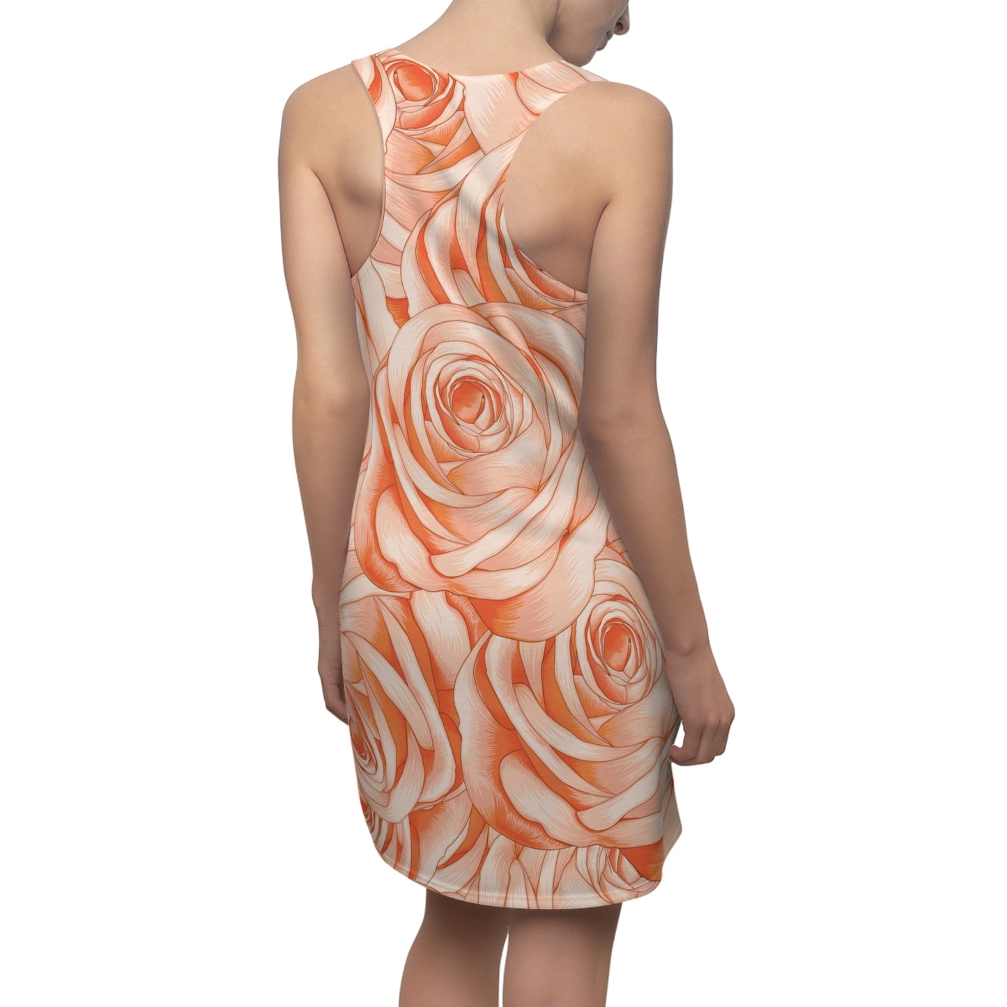 Damen Kleid Floral Racerback Rosen Sommer Strand Freizeit